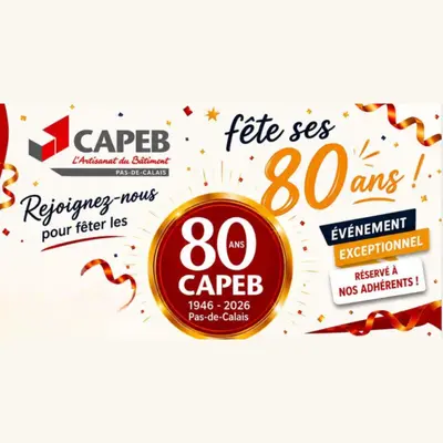 Foucher Solution Confort, artisan rge QualiPac et Ventilation+ qui intervient à Arras, Béthune, Lens, Douai, Liévin, Bapaume et tous les environs était aux 80 ans de la CAPEB62 le 18 Septembre 2026